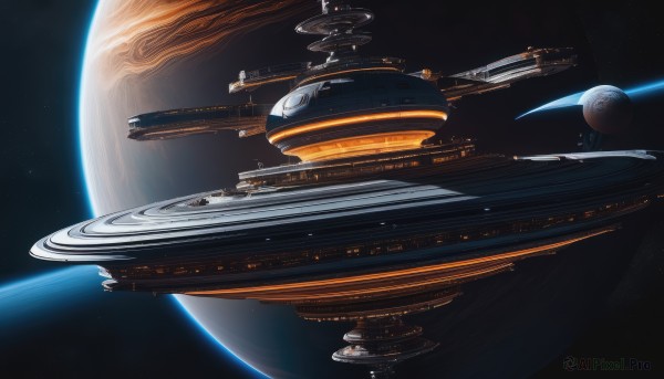 A spacecraft portrayed in a vivid scenery