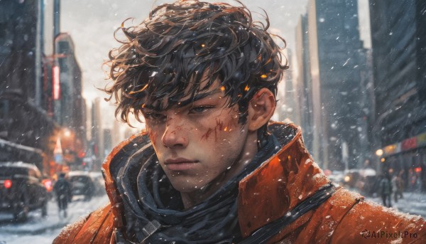 A majestic male within a beautiful snowy outdoors