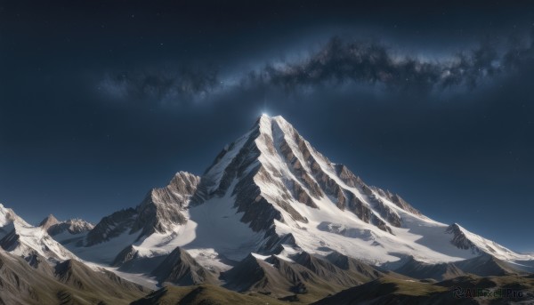 A landscape set against the backdrop of a breathtaking snowy outdoors