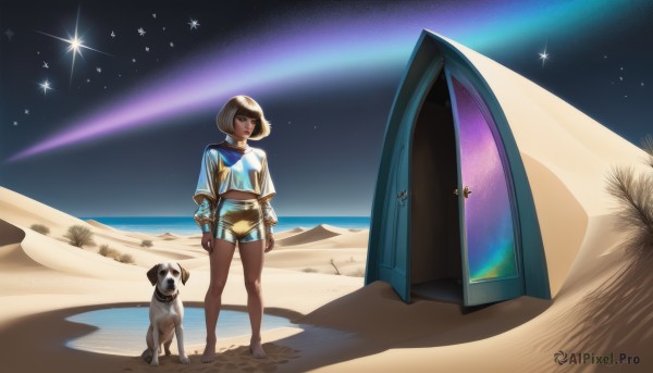 A striking outdoors featuring the elegance of a dog