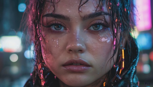 A female set against the backdrop of a captivating rainy dynamic scene