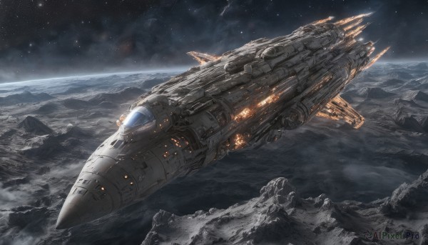 A spacecraft in a breathtaking outdoors