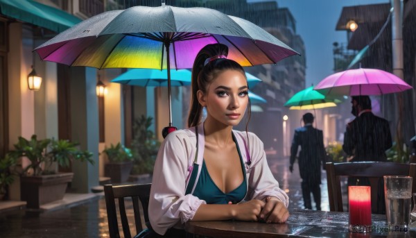 A stunning portrayal of a male in a lush rainy outdoors