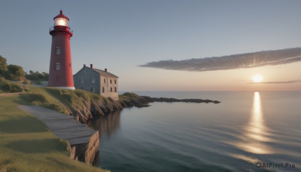 The serene presence of a landscape in a peaceful sunset day