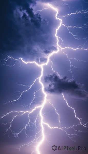 An iconic lightning framed by a calm outdoors