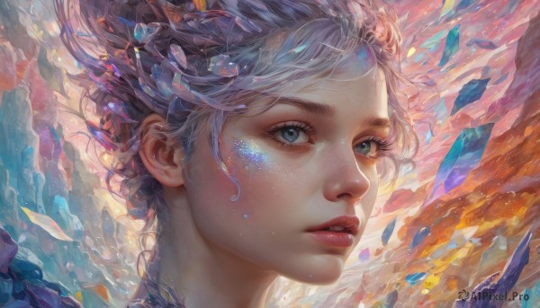 A female surrounded by a lush sunset sunset