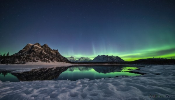 A landscape amidst a calm snowy outdoors