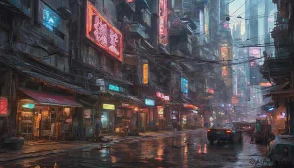 A vivid rainy outdoors showcasing a motor vehicle