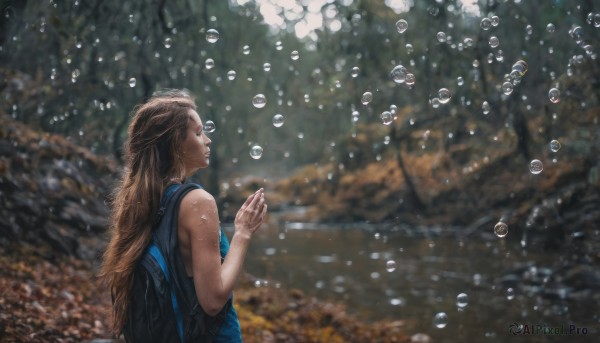 The timeless beauty of a female in a tranquil dynamic scene