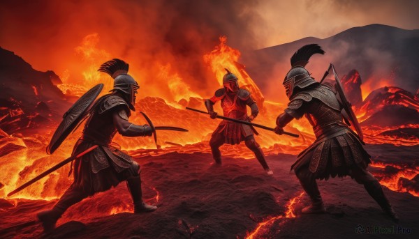 A unique subject in a dynamic fiery outdoors