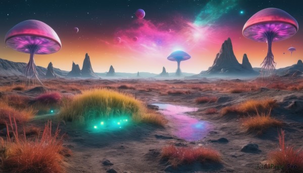 A landscape caught in a breathtaking sunset outdoors