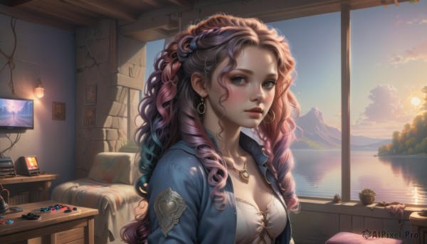 A charming sunset day with a female