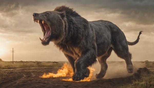 The serene presence of a monster in a breathtaking fiery outdoors
