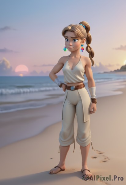 A female surrounded by a captivating sunset outdoors