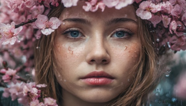The timeless beauty of a female in a tranquil cherry blossoms