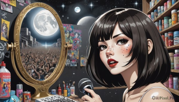 A female captured beautifully in a dynamic night sky