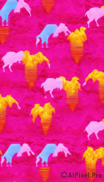 no humans,animal,gem,animal focus,pink theme,colorful,too many,sheep,surreal,cube,standing,pink background,dog,abstract