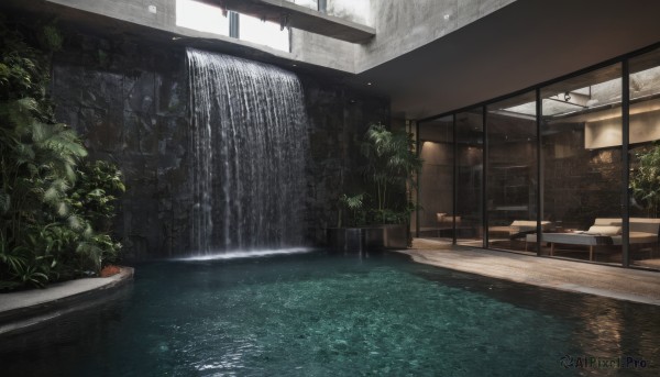 A vivid day showcasing a waterfall