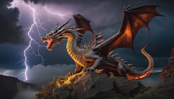 A monster in a breathtaking fiery outdoors
