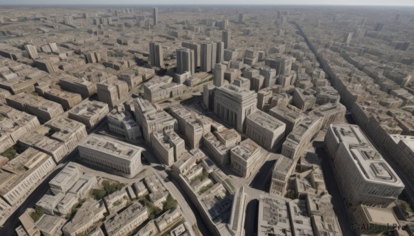 outdoors,tree,dutch angle,no humans,from above,building,scenery,city,cityscape,rooftop,sky,day,cloud,ocean,horizon,road,river,skyscraper,landscape