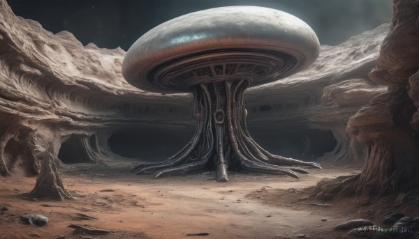 The serene presence of a spacecraft in a lush outdoors