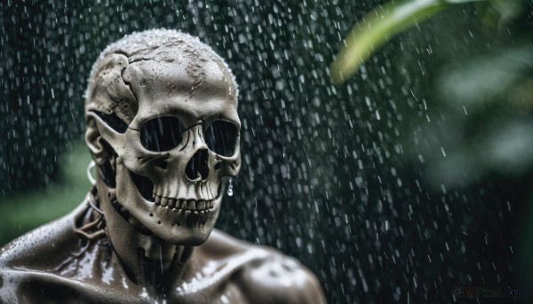 A vivid rainy dynamic scene showcasing a male