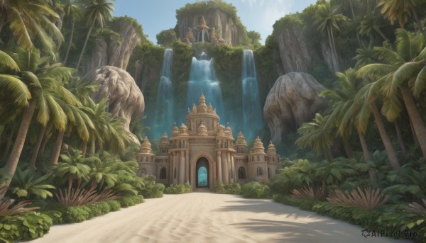 The beauty of a waterfall set in a enchanting day
