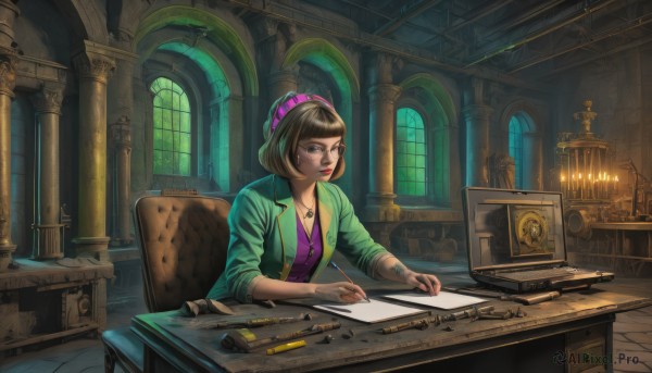 A stunning portrayal of a female in a lush window