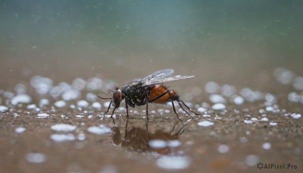 outdoors, wings, sky, blurry, no humans, depth of field, bug, realistic, antennae