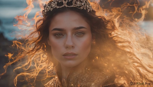 A charming fiery dynamic scene featuring a female