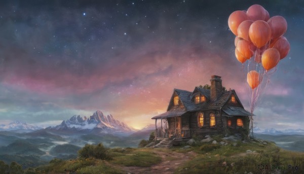 A glimpse of a landscape in a ethereal sunset outdoors