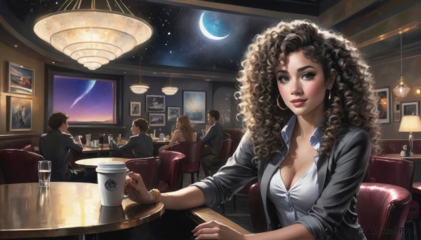 A female captured in a tranquil night sky