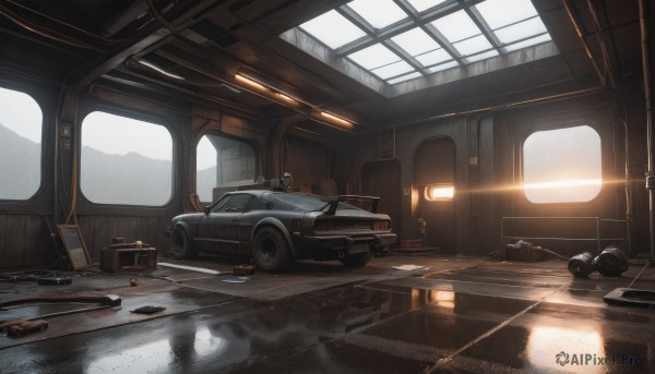 A vivid sunlight highlighting a motor vehicle