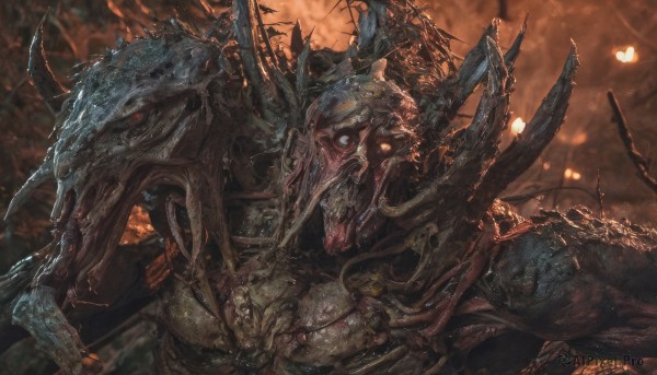 A delightful capture of a monster within fiery dynamic scene