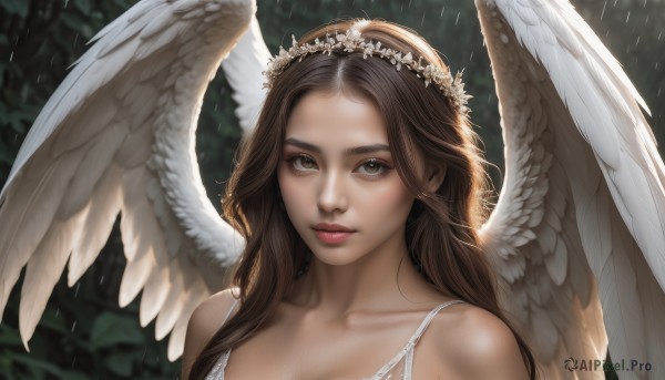 The serene presence of a female in a peaceful rainy dynamic scene
