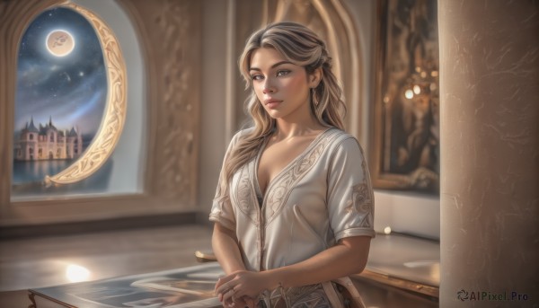 A stunning portrayal of a female in a calm night sky