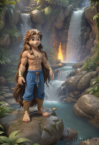 A male set against the backdrop of a captivating fiery outdoors
