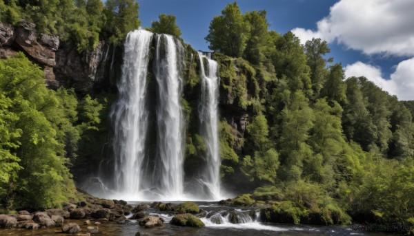The allure of a waterfall in a dynamic day