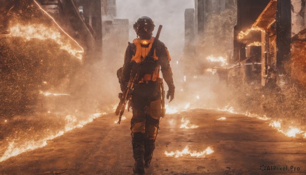 A refreshing image of a male in fiery outdoors