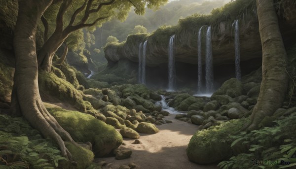 A waterfall set against the backdrop of a breathtaking day