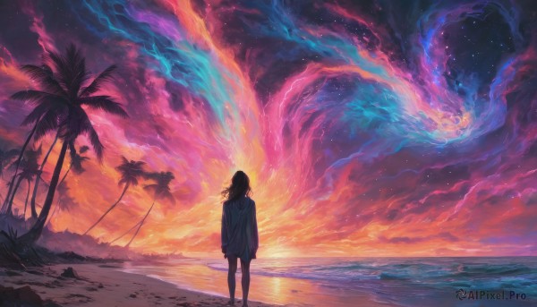 The timeless beauty of a female in a picturesque sunset outdoors
