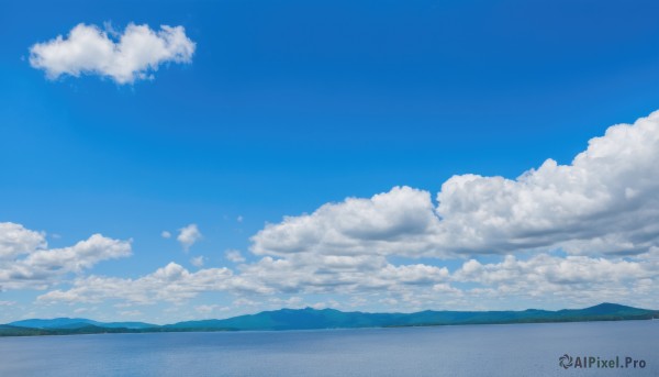 outdoors,sky,day,cloud,water,blue sky,no humans,ocean,beach,cloudy sky,scenery,reflection,mountain,horizon,road,summer,landscape,mountainous horizon,cumulonimbus cloud,nature,blue theme,lake,island