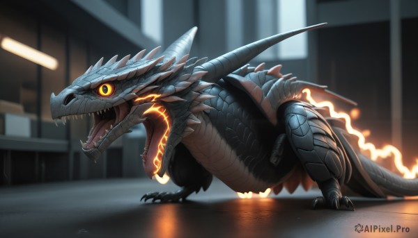 The timeless beauty of a monster in a bold fiery dynamic scene