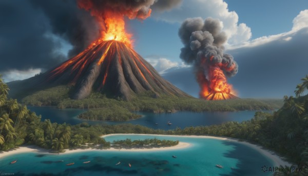 A landscape showcased in a vivid fiery day