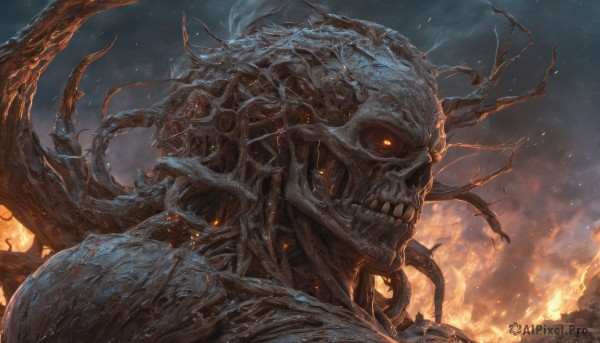 A alien in the heart of a peaceful fiery outdoors