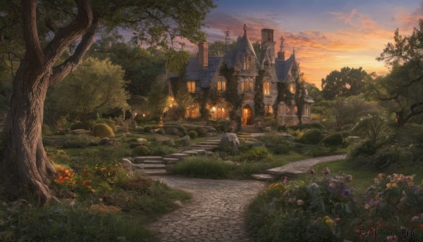 A glimpse of a street in a picturesque sunset outdoors