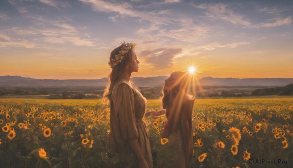 A female captured in a dynamic sunset outdoors