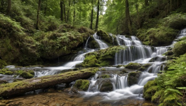 A vibrant waterfall captured in day