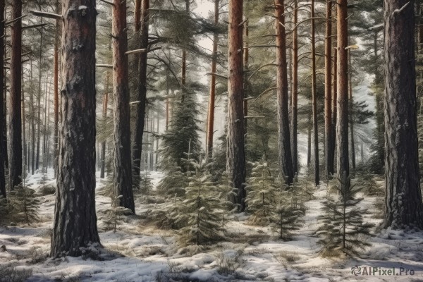 A landscape framed by the beauty of a lush snowy day