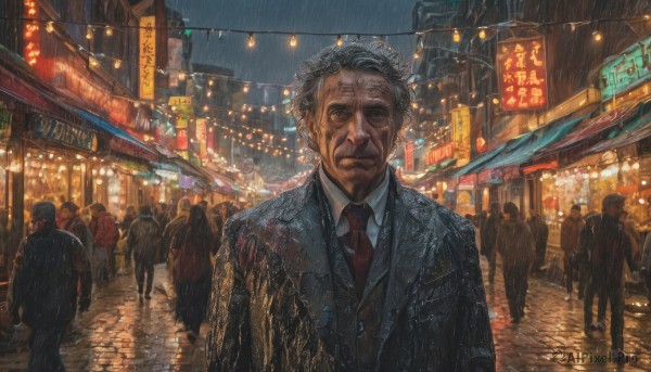 A refreshing image of a male in rainy outdoors